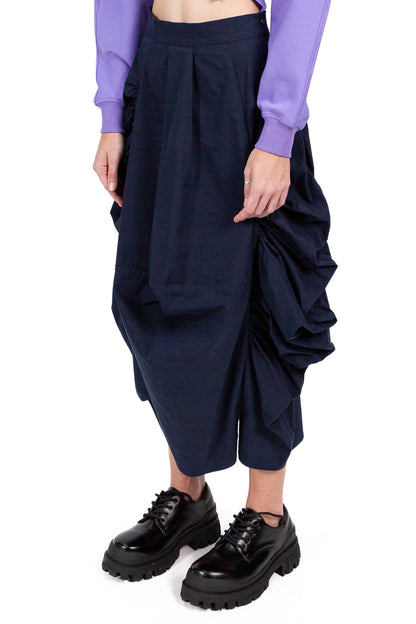 Bubble-Gathered Woven Skirt Long