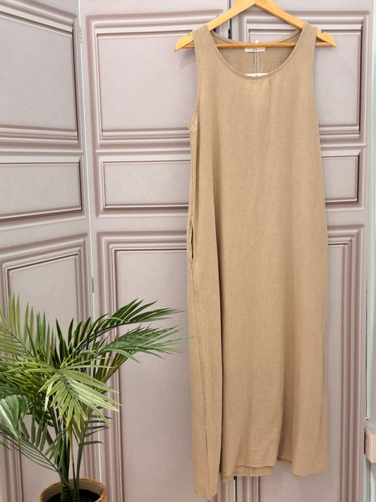 Linen Dress(Beige only available)-40%