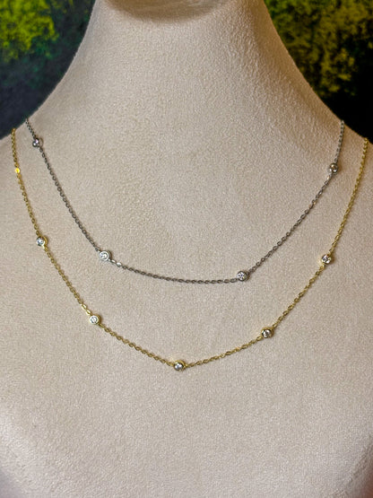 2.5mm Moissanite necklace (gold/white gold)