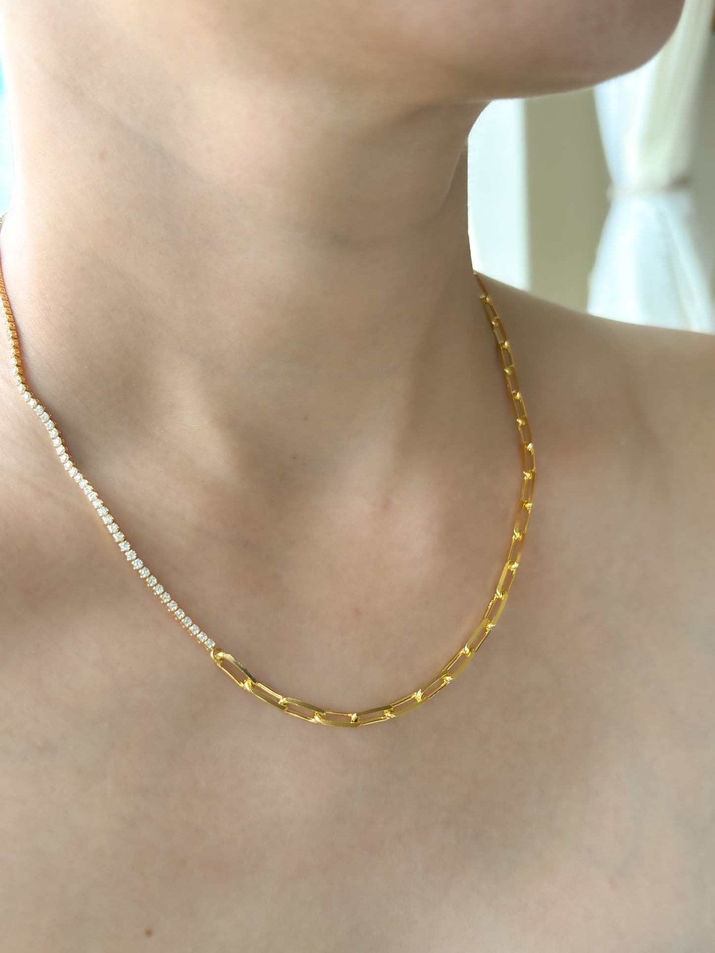 Gold plated Sterling Silver Half chain necklace